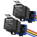 Weasch 2 Pack 24V 40/30A 5-Pin SPDT Waterproof Relay and 14AWG Harness Kit