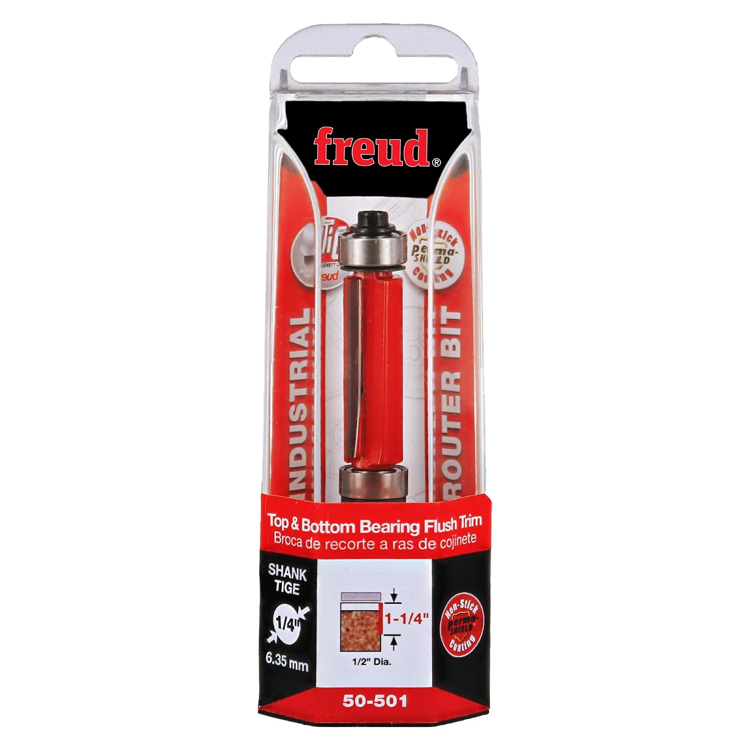 1/2" Top & Bottom Bearing Flush Trim Router Bit with Tico Hi-Density Carbide for Maximum Performance - Ideal for