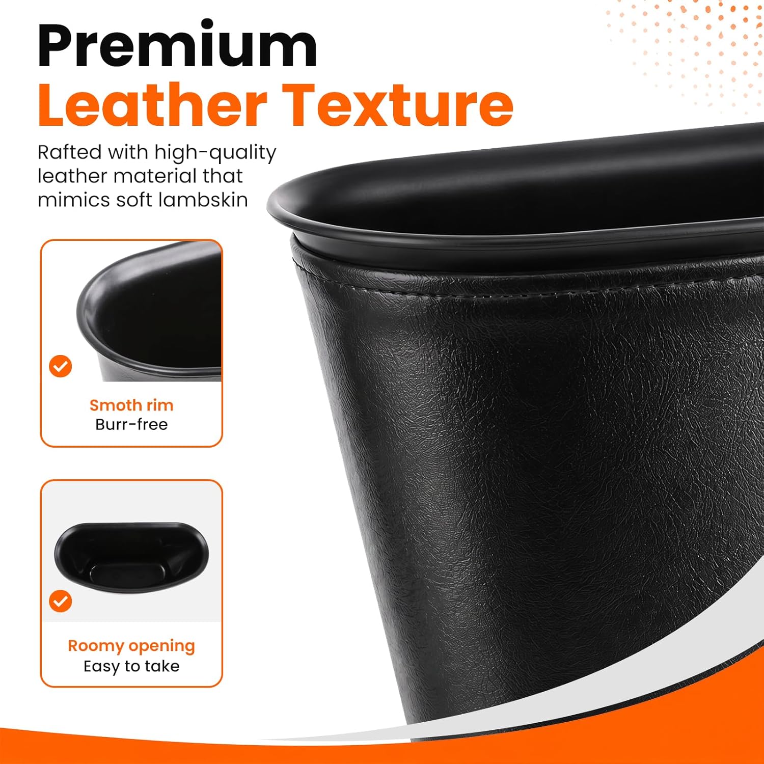 Small Car Trash Can,Leather Car Grabage Can with Hanging Hook,Leakproof Automotive Trash Bin,Portable & Multi-Purpose