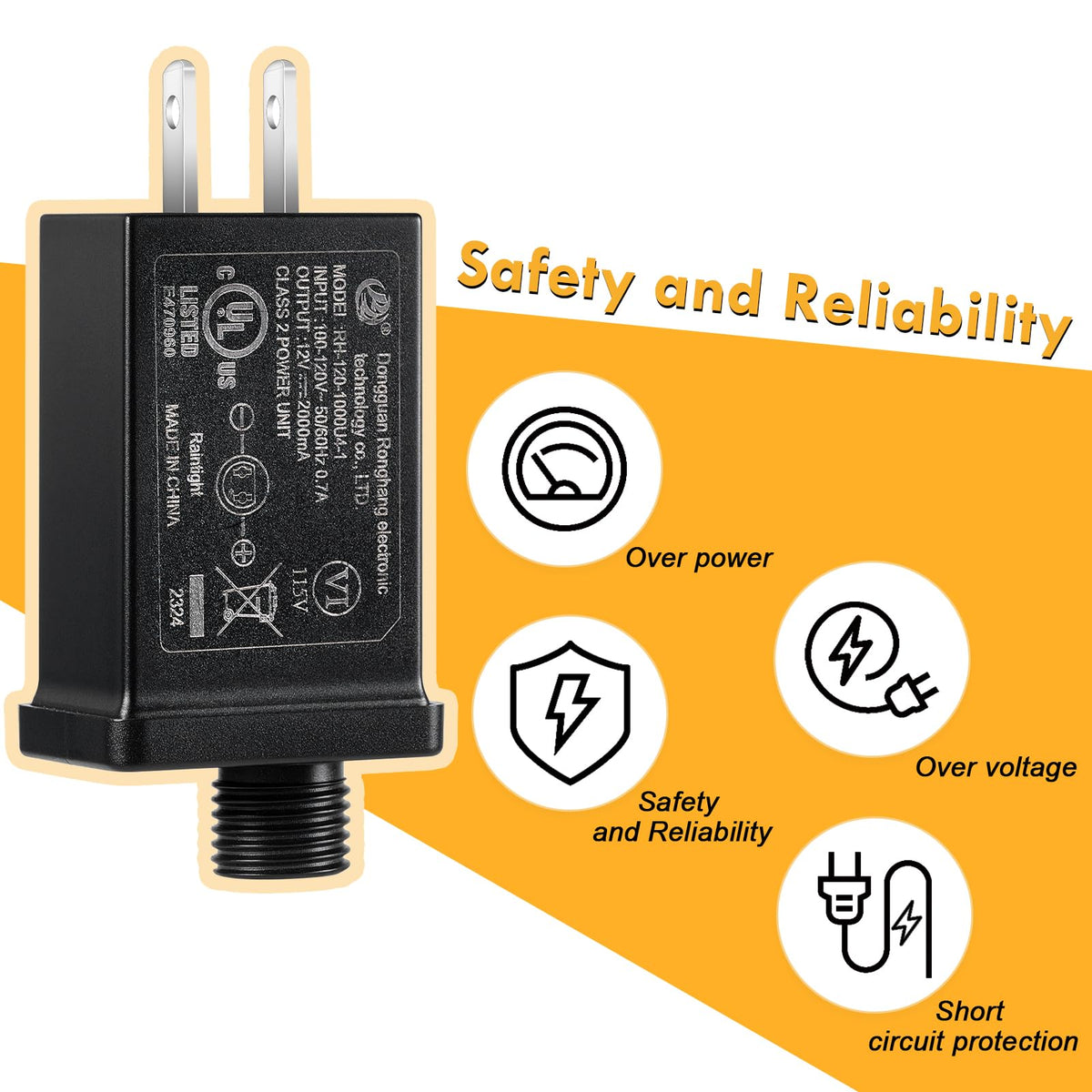 2PCS Replacement Yard Inflatable Adapters,Low Voltage Transformers US Plugs