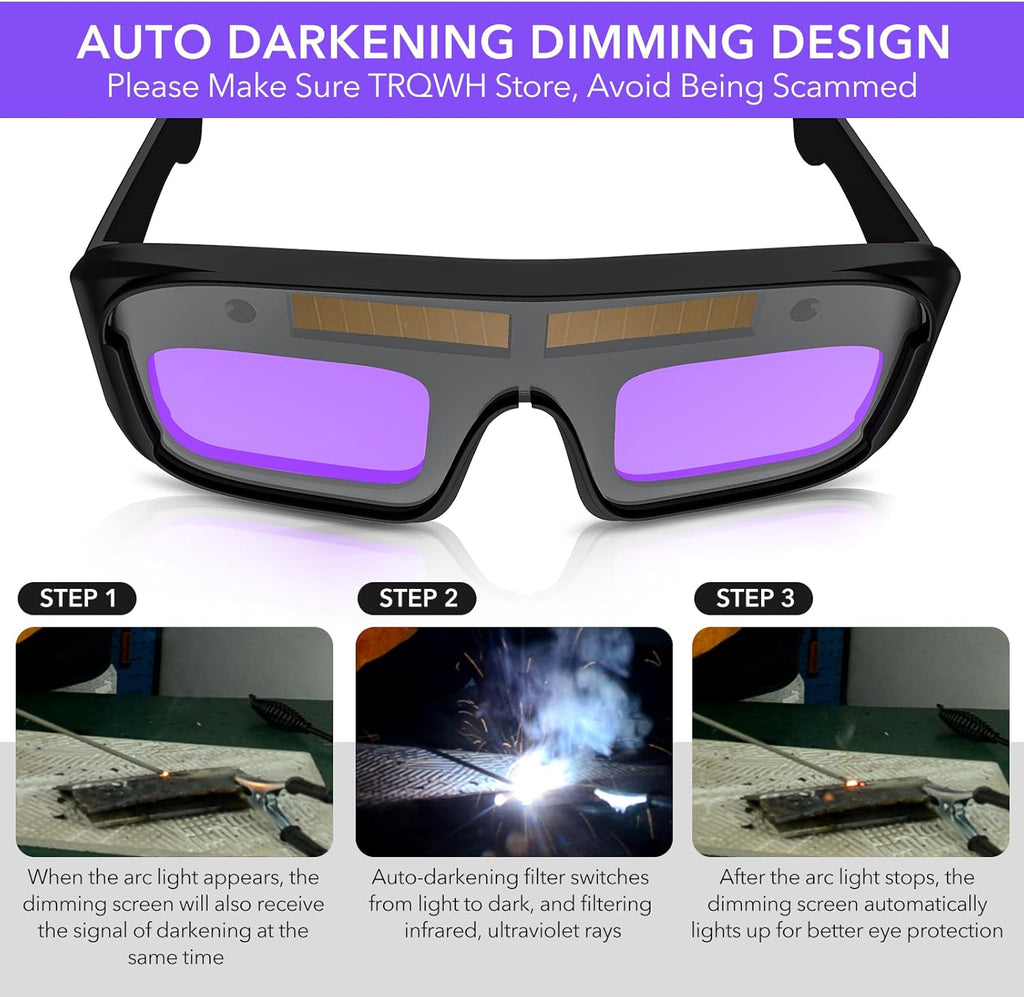 Welding Glasses Auto Darkening Safety Goggles Solar True Color Welder Glasses Eyes Protective PC Lens Welder Mask