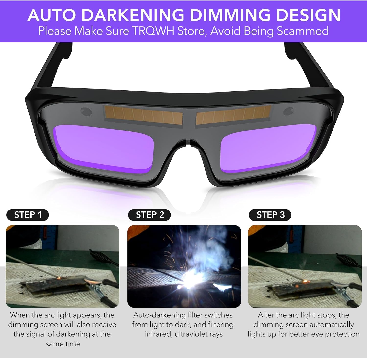 Welding Glasses Auto Darkening Safety Goggles Solar True Color Welder Glasses Eyes Protective PC Lens Welder Mask