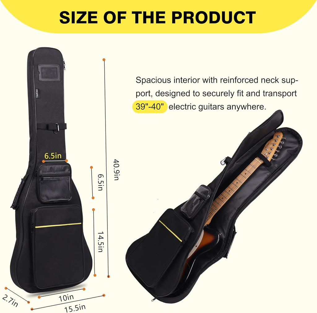 39/40" Electric Guitar Bag, 0.35" Thick Padding Electric Guitar Case | Waterproof & Shockproof Gig Bag with