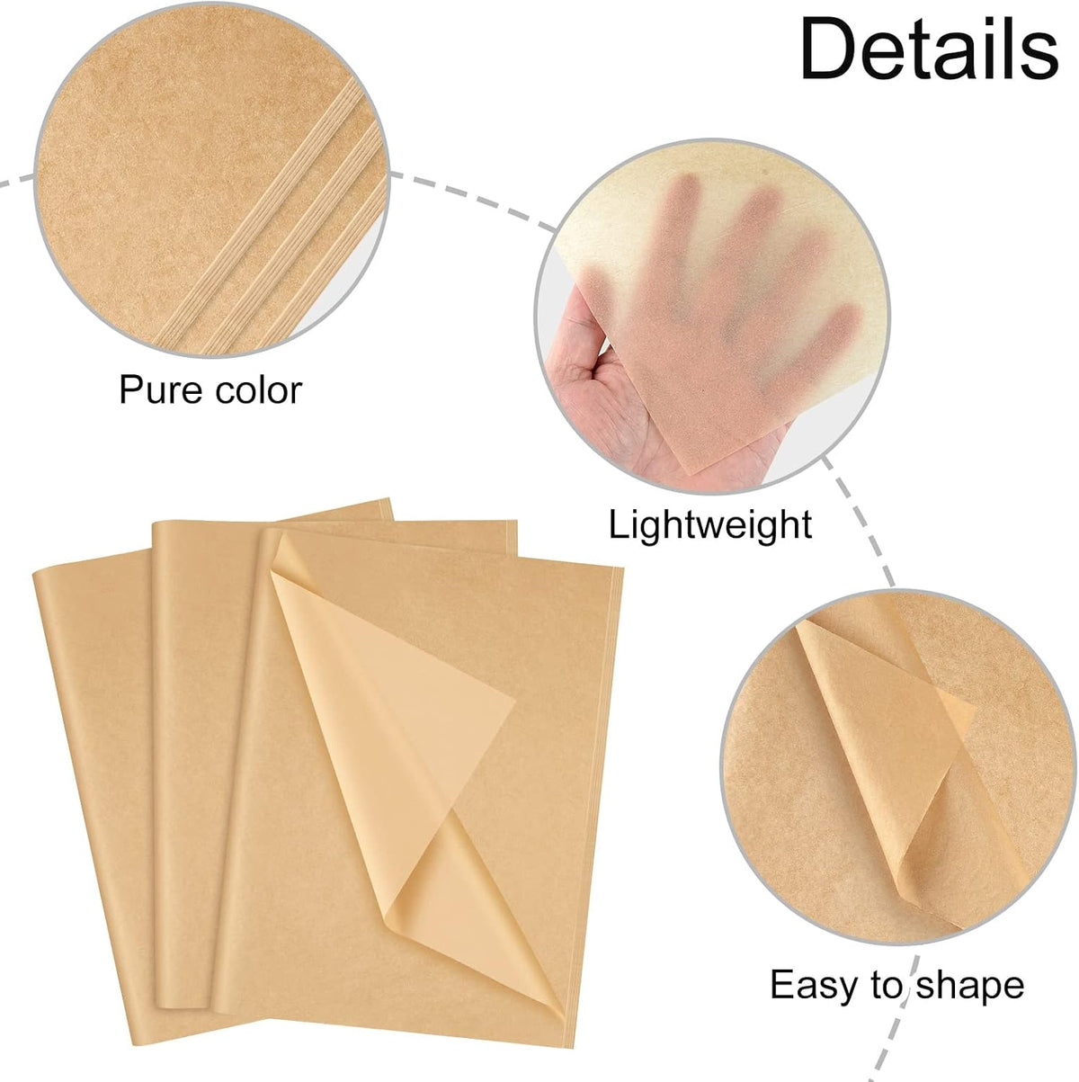 60 Sheets Kraft Tissue Paper Set Brown Gift Wrap Paper(Kraft)
