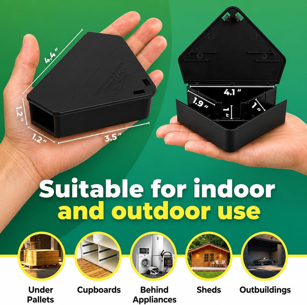 LockBait Pro Mouse Bait Stations | 12 Pack Mouse Bait Box for Outdoor Use | Mice Bait Stations with Keys for Indoor