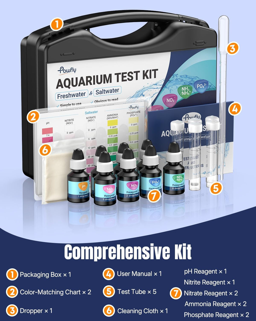 5 in 1 Aquarium Water Master Test Kit for Freshwater & Saltwater | Aquarium Water Test Kit Fish Tank Water Testing