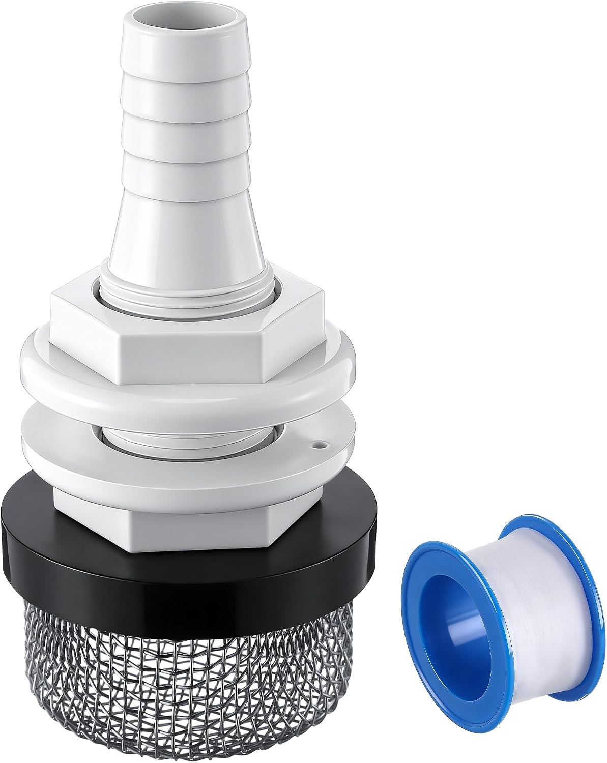 Thru Hull Strainer Mount with Aerator Screen for 3/4" ID Hose