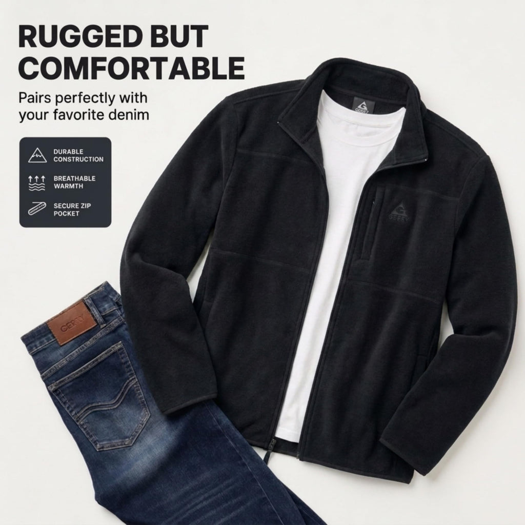 Full Zip Fleece Jacket Men - Polar Fleece Lightweight Zipper Sweater