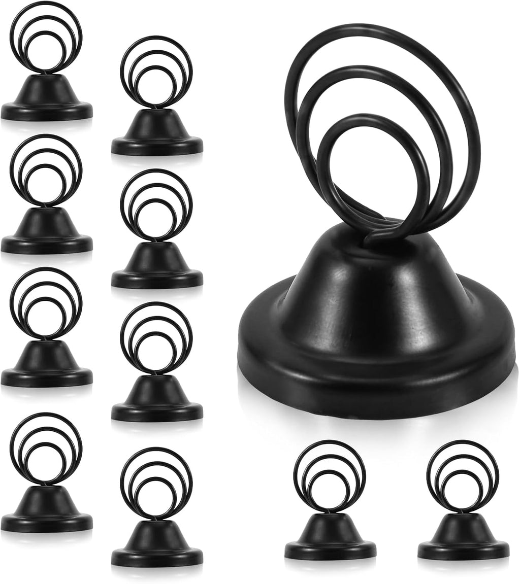 12Pcs Table Number Holders, Metal Black Finish Wire Picture Stands Name Menu Clips Place Card/ Memo/Photo Table Sign