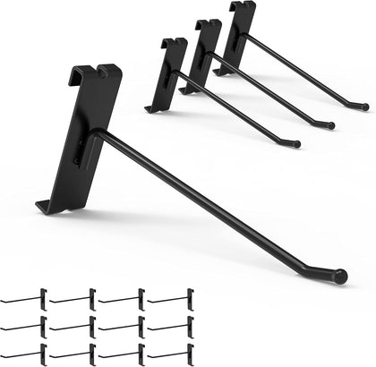32 Pack 6 Inch Black Gridwall Hooks for 3 × 3 Wire Grid Panel | 30 lb Capacity Metal Display Hangers for Retail Store