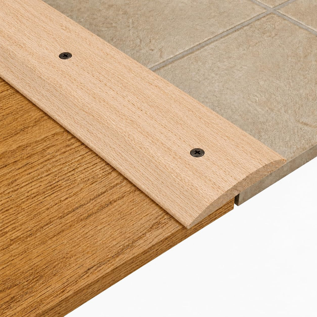 3 FT Unfinished Oak Floor Transition Strip 2 1/2” Wide – Solid Wood Seam Binder for Joining Hardwood, Laminate, or