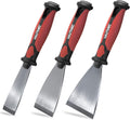3pc Putty Knife Set, 1.25 in - 2 in - 3 in Paint Scraper, Flat Heavy Duty Stainless Steel Blade and Hammer End for