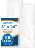 8" X 24" Open-End Flat Poly Bags (100 Count) - 2 Mil Clear Food Gift Bags