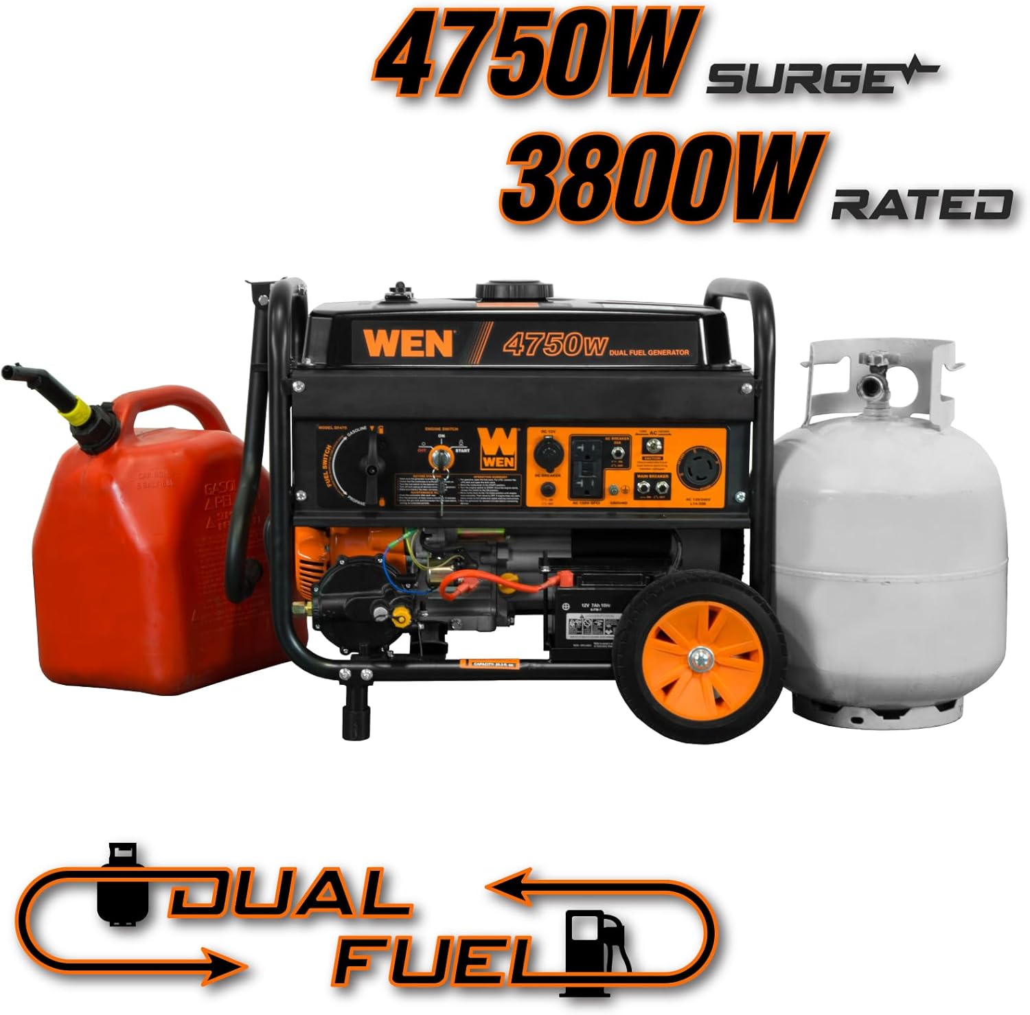 4,750-Watt 120V/240V Dual Fuel Portable Generator with Wheel Kit and Electric Start (DF475T)