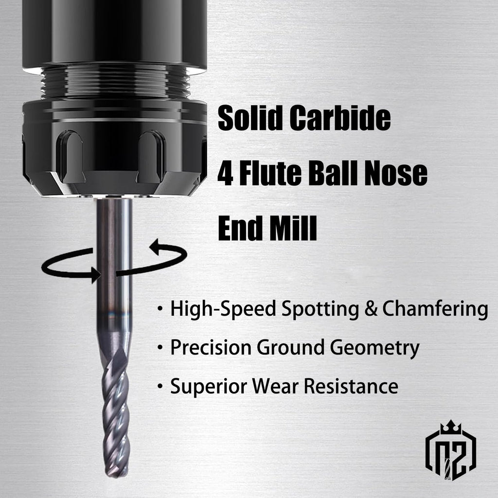 NZ 3/16" 4-Flute Ball Nose End Mill