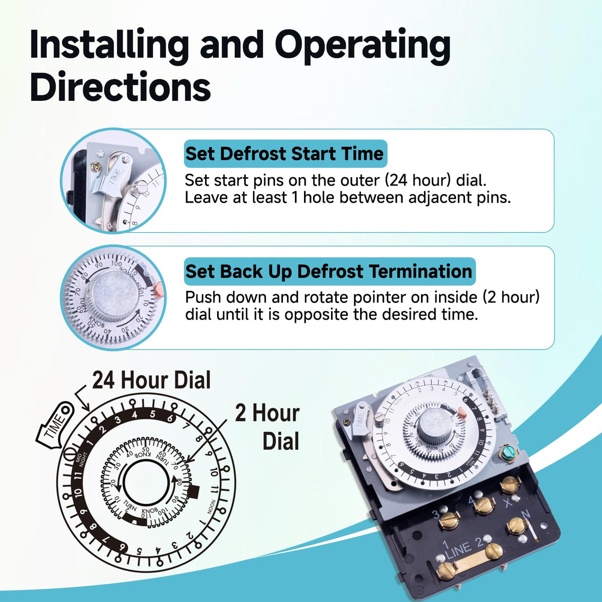 FrigeSwift M814520 Defrost Timer 208-240V 40A Double Dial Commercial Fridge