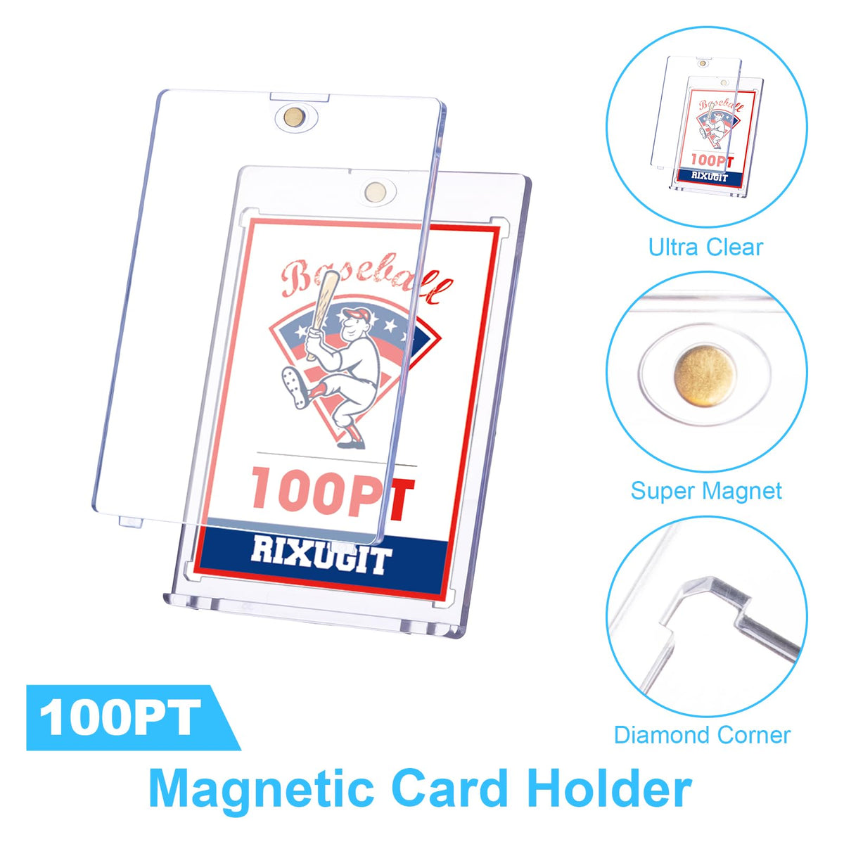 20-Pack 100pt Magnetic Card Holder, One Touch Card Holder for Trading Cards