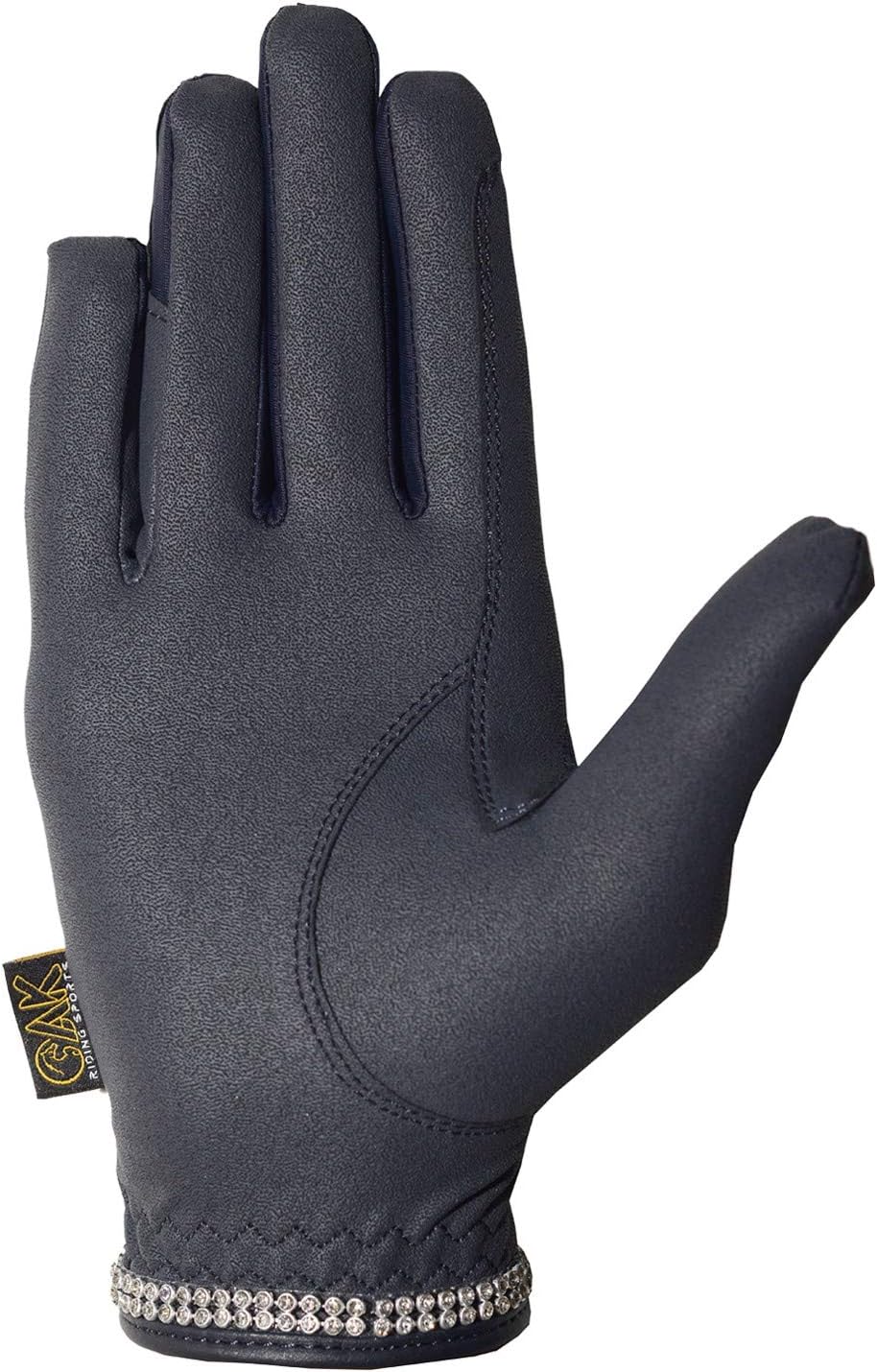 AK Horse Riding Gloves for Women & Men – Competition Equestrian Gloves with Crystal Diamante Design – Comfortable