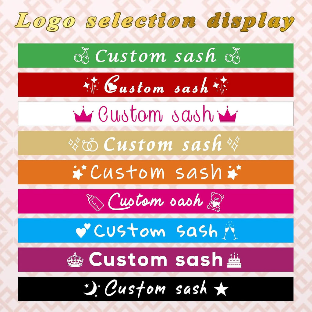 Custom Sash Personalized Sashes with Name Text Crown Satin Sash Birthday Party Pageants Bachelorette Wedding Women