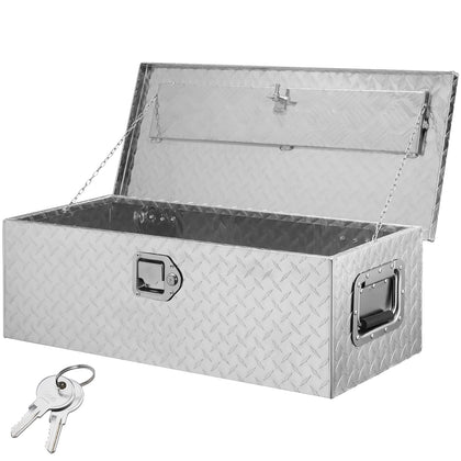 Heavy Duty Aluminum Truck Bed Tool Box, Diamond Plate Tool Box with Side Handle and Lock Keys, Storage Tool Box Chest
