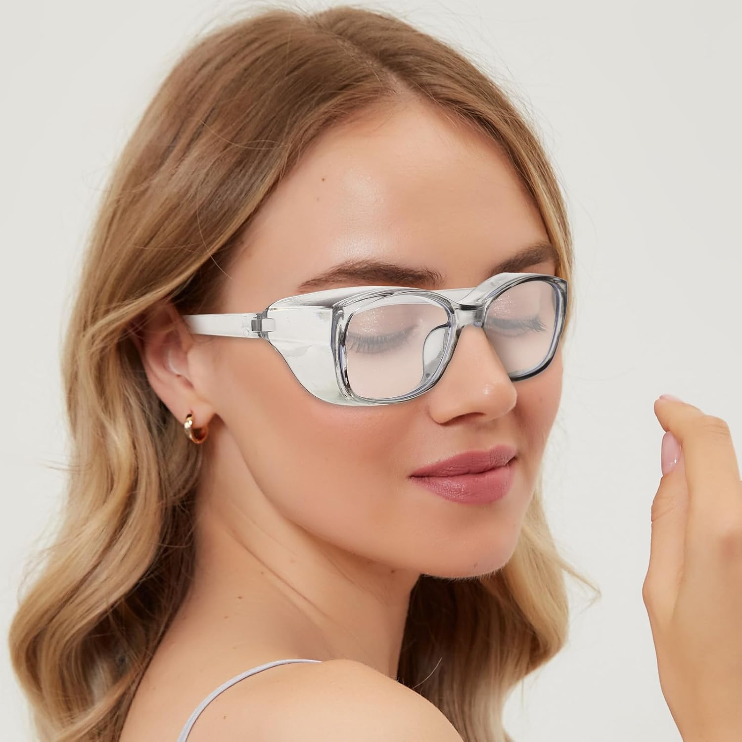 3 Pcs Nurses Goggles Light Lab Goggles Protective Glasses Eyewear Anti Fog Blue Square Stylish Cute Anti Dust Scratch