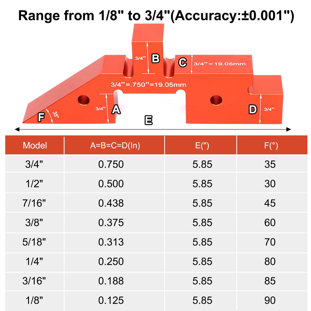 8-Piece Router Setup Bars, Precision Aluminum Positioning Blocks, for Router Table Saw Height Depth Angle Setting Measuring Tool With Storage Case (Each Setup Bars has Different Thickness)