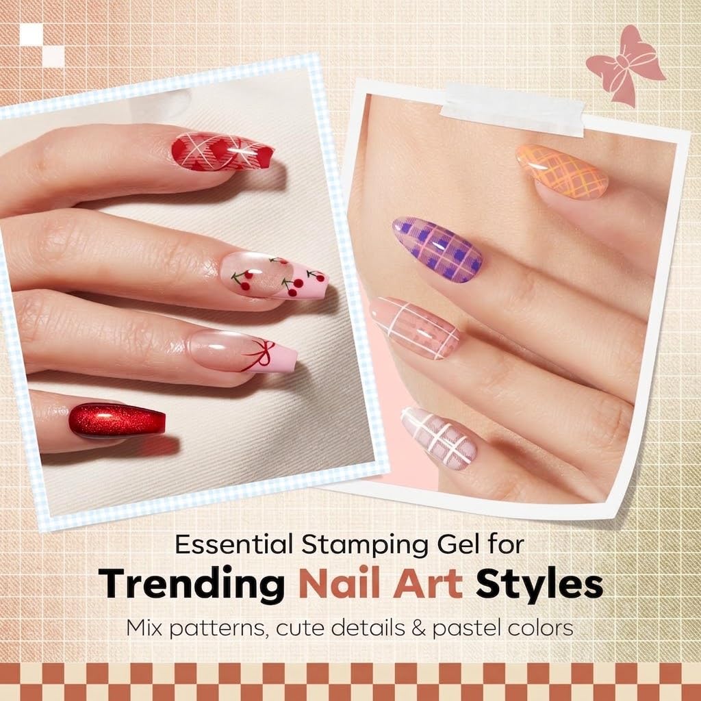 16Pcs Fall Nail Stamping Kit French Tip Stamper Plaid Stamp Plate