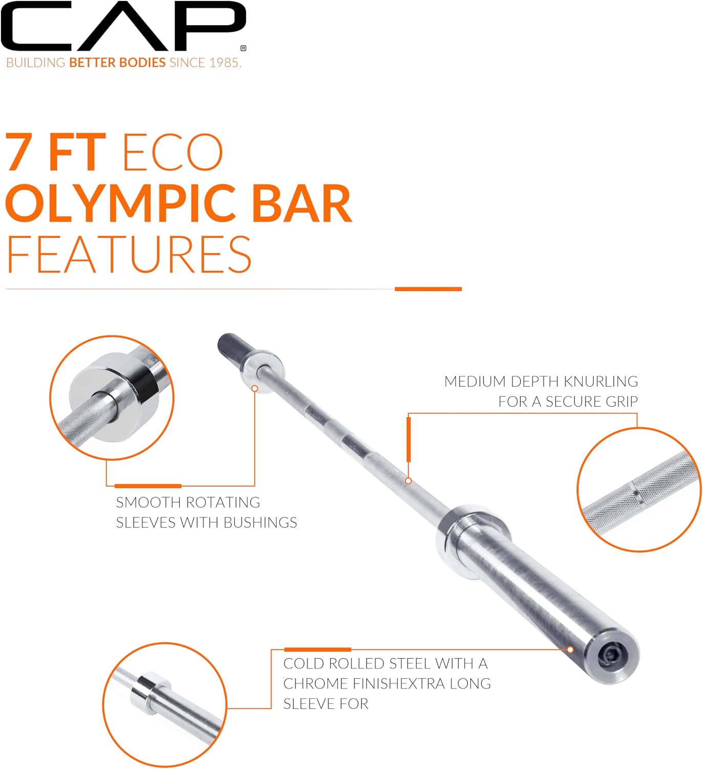 Olympic Barbell, 7ft Strength Training Weight Bar, Multiple Options