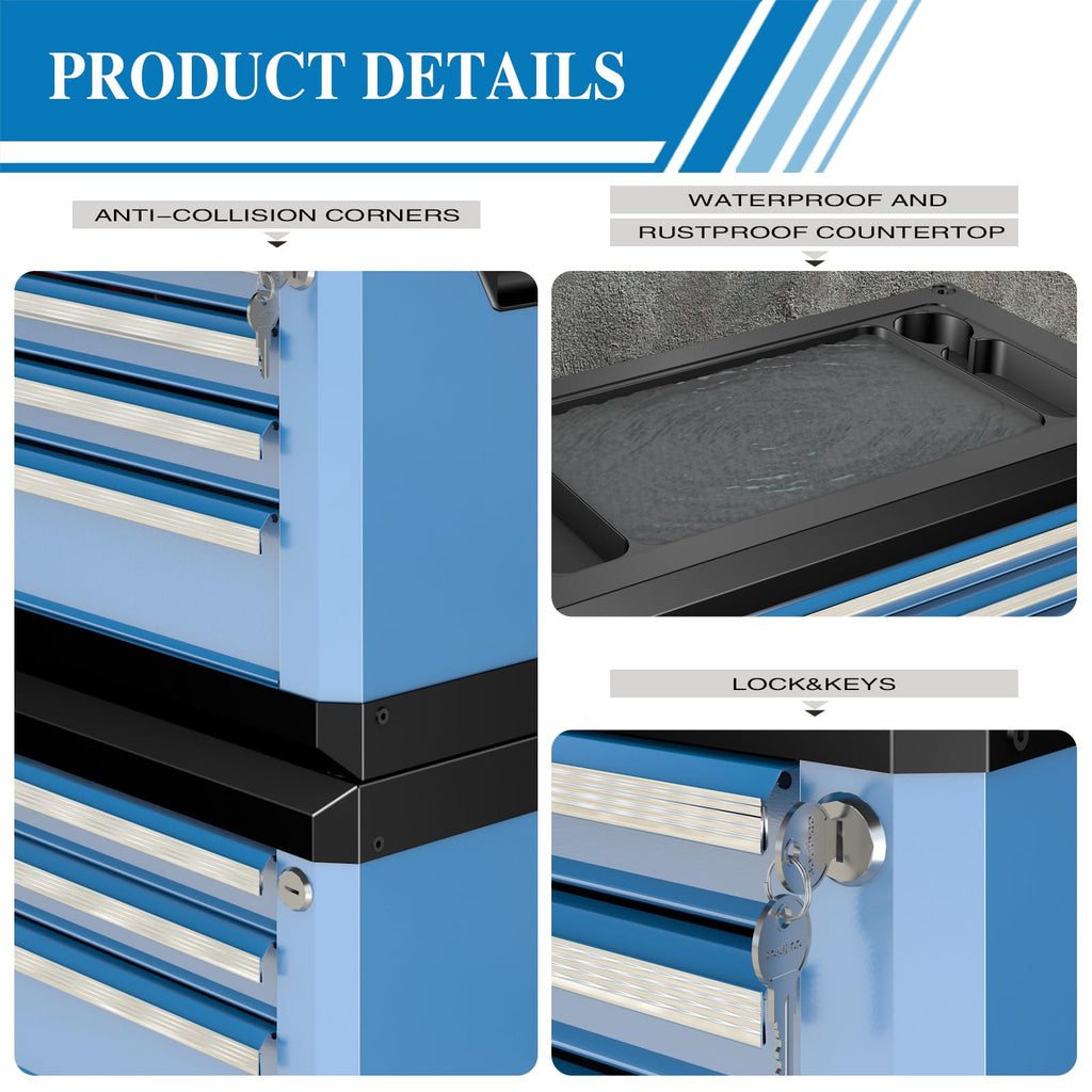 Portable 4-Drawer Tool Chest with Lock & Keys,Tool Box with Handle