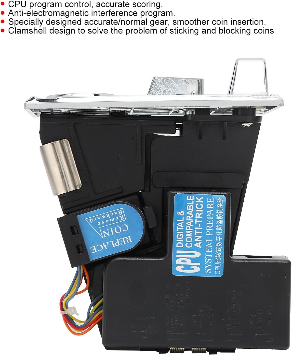 Coin Acceptor,Comparable Roll Down Coin Mech Acceptor Coin Selector CPU Programmable Electronic Coin Selector for