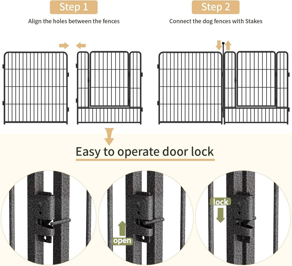 Dog Playpen,32/40/45 Inch Height in Heavy Duty, Folding Indoor Outdoor Anti-Rust Dog Exercise Fence, Portable Pet