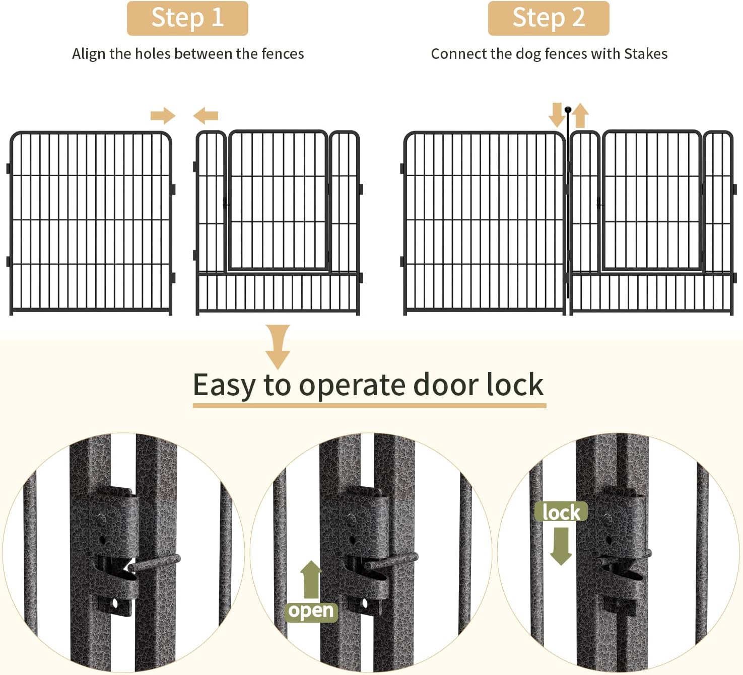 Dog Playpen,32/40/45 Inch Height in Heavy Duty, Folding Indoor Outdoor Anti-Rust Dog Exercise Fence, Portable Pet