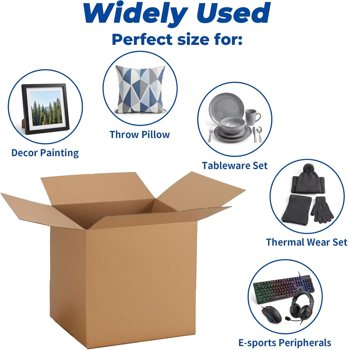 12x12x12 Shipping Boxes 10 Pack, Brown Corrugated Cardboard Boxes with Side-Lock and Pre-Applied Double-Sided Tape