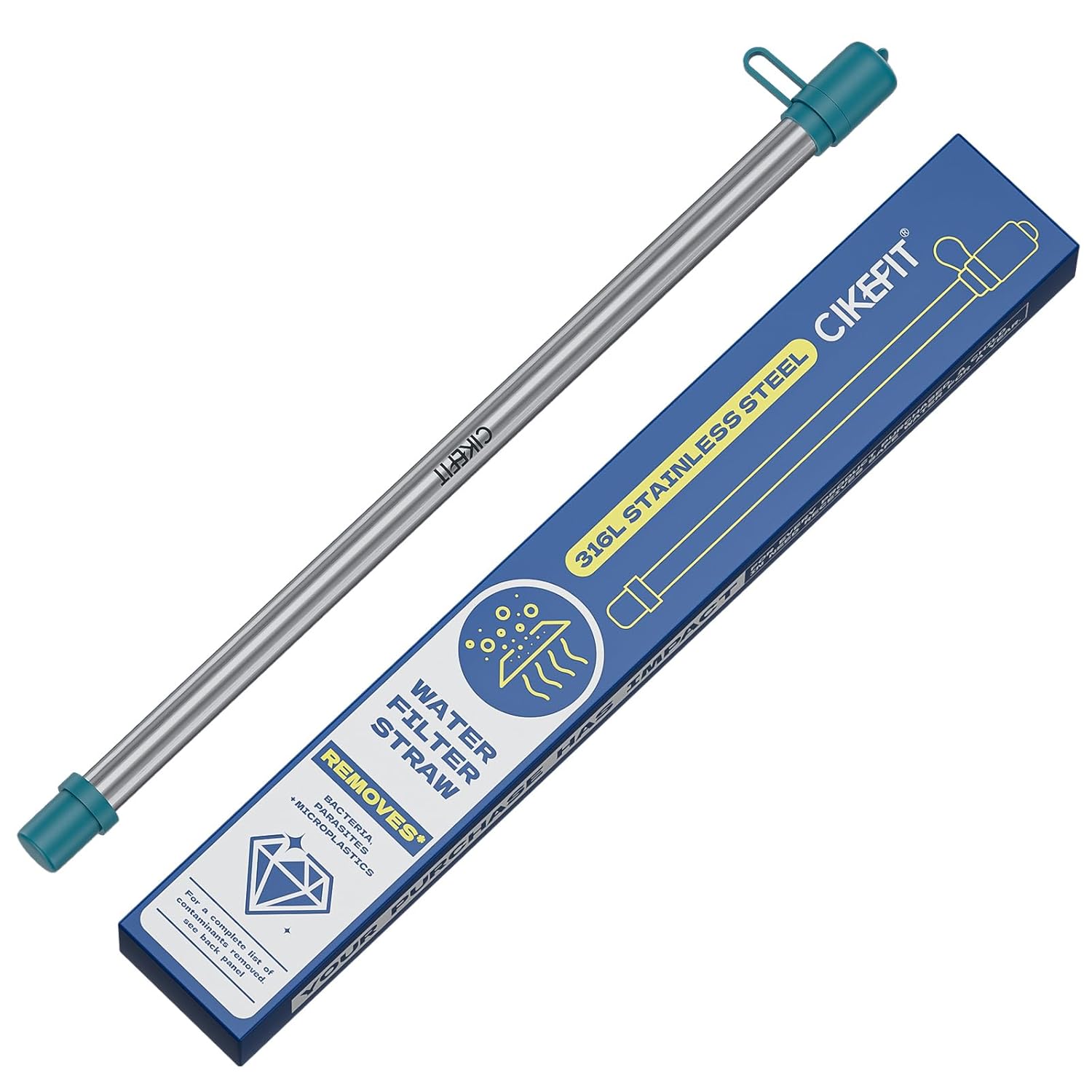 Personal Survival Straw.316L Stainless Steel Reusable Water Filter Straw Portable Water Purifier Straw for Camping