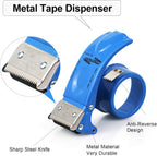 Metal Packing Tape Dispenser, 2.5inch Heavy Duty Handheld Heavy Tape Dispenser, 2Pcs, Blue