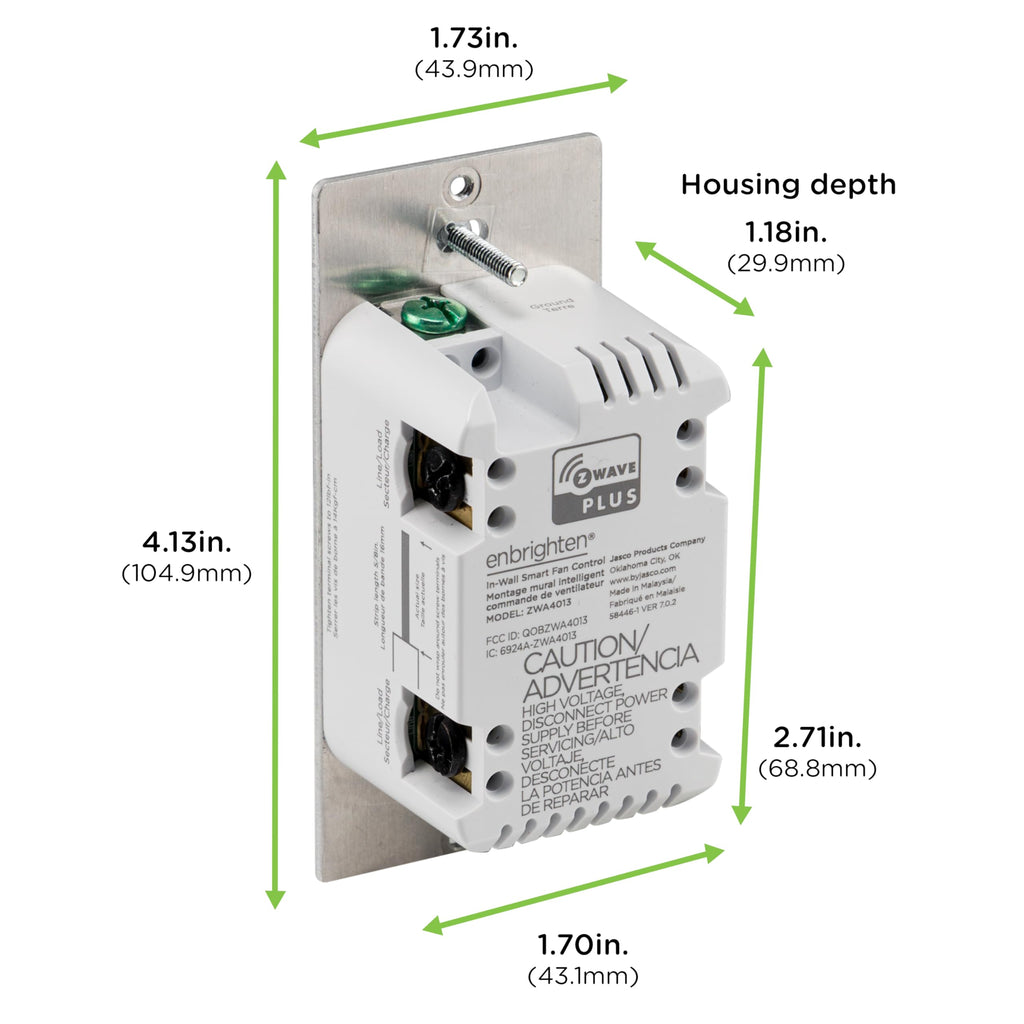 Enbrighten Z-Wave Fan Control Switch, Paddle, White & Light Almond, 1 Pack