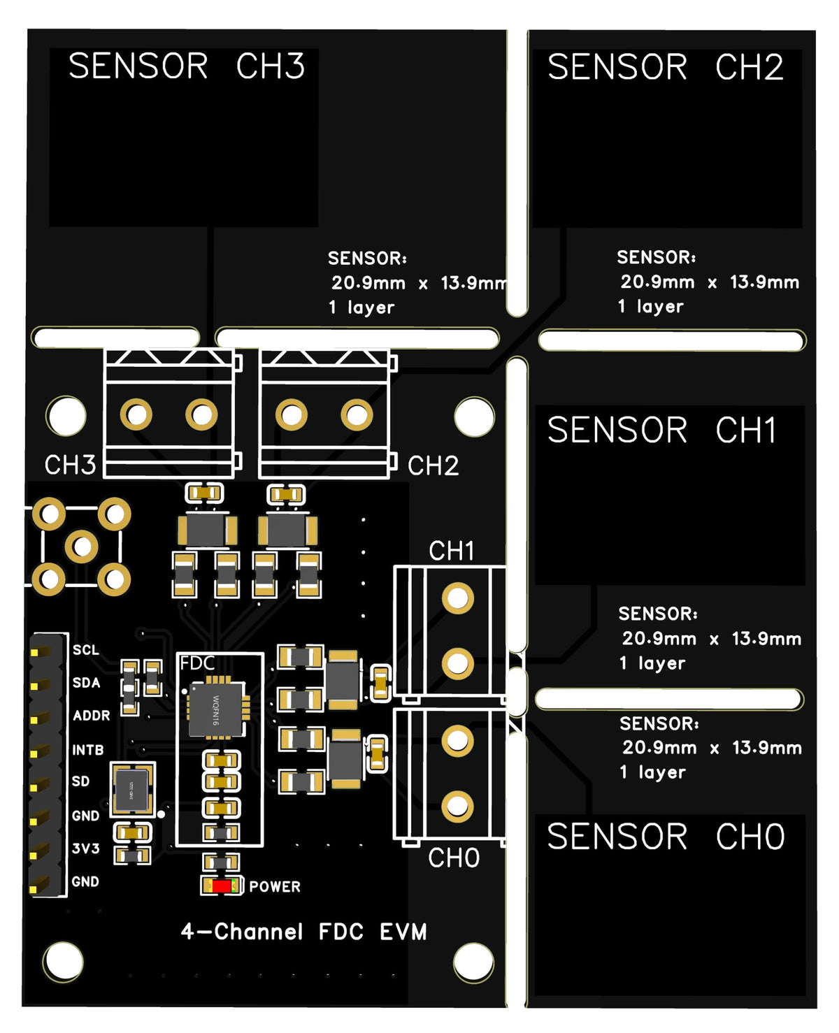 Fdc2214 Module Capacitance Sensor Electronic Design Competition Gesture Recognition Paper Counting Liquid Level Measurement(External 4 Touch poi)