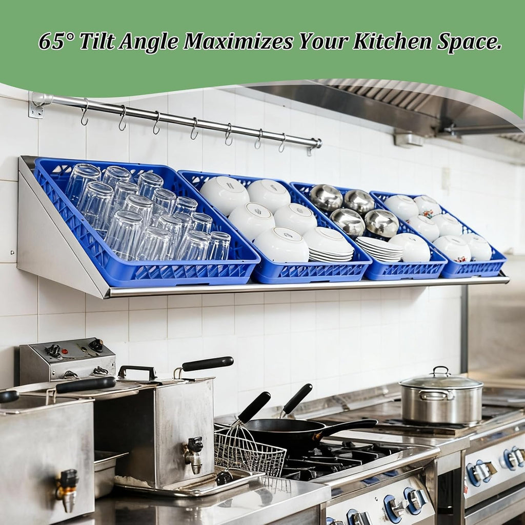 Otooling 63" x 22.5" Stainless Steel Wall Mounted Dish Drying Rack Shelf