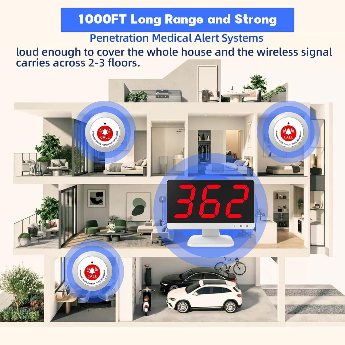 Call Bell System, Wireless Caregiver Pager for Seniory