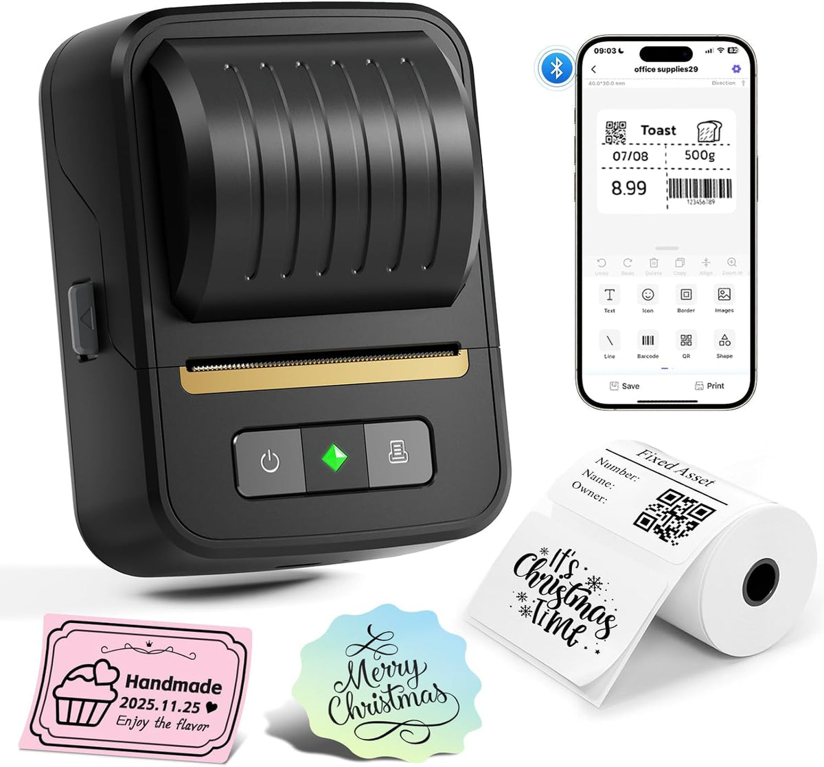 Label Maker Machine with Tape Portable 2" Label Printer For Small Business