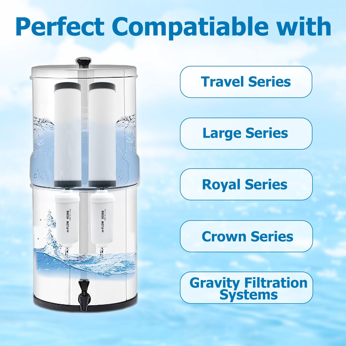 Ceramic Water Filter Replacement for Berkey BB9-2 & PF-2 Fluoride Filters