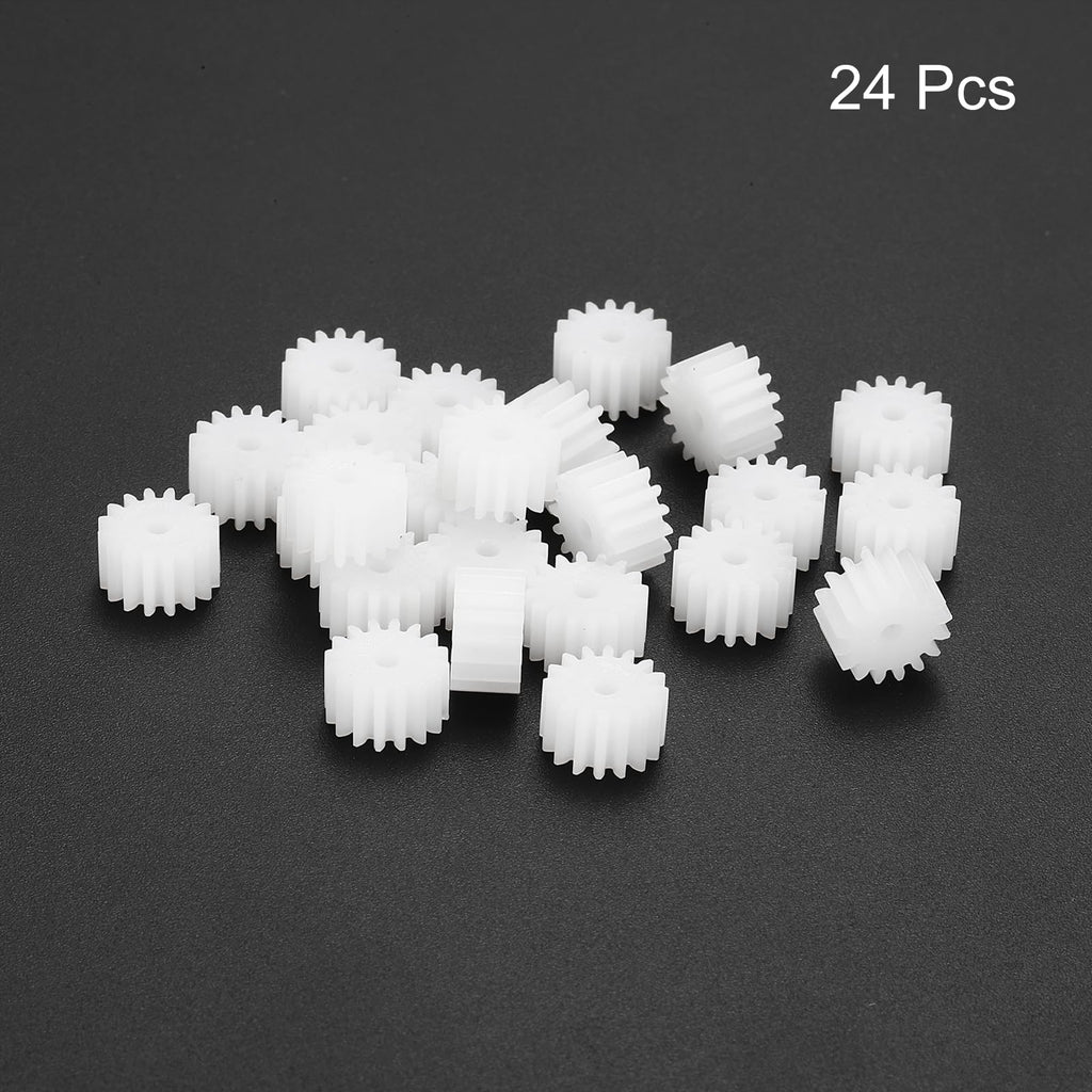 MECCANIXITY 24Pcs Module 0.5 Plastic Gears 16 Teeth 1.75mm ID 5mm White