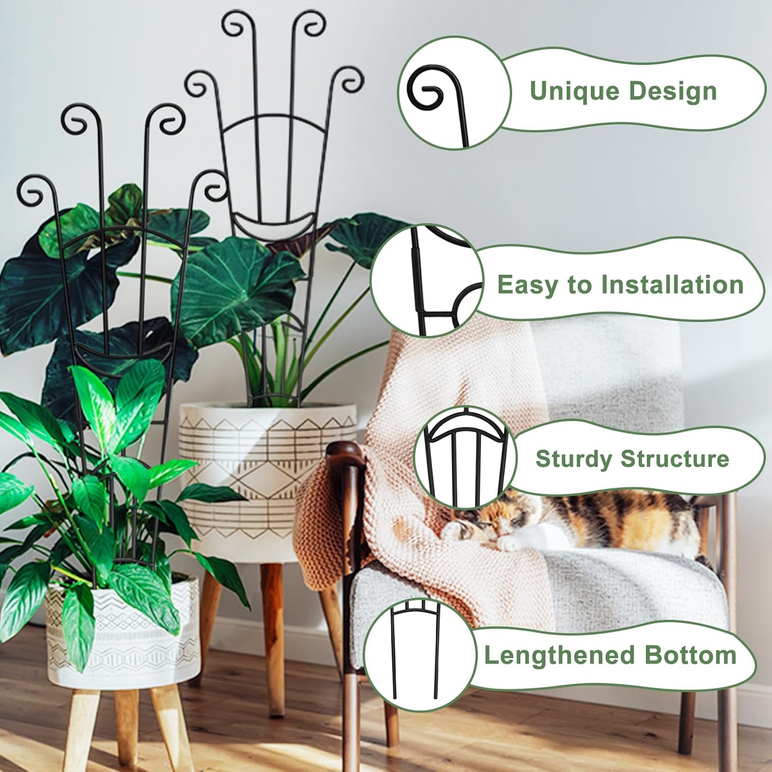 32.6in Monstera Plant Support Stakes for Indoor Plants, Metal Garden Plant Trellis for Climbing Plants, Pothos Vine