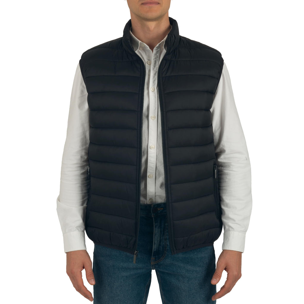 Clark Mens Puffer Vest Down Alternative Water Resistant Packable Outerwear Zip Up Pockets Warm Versatile Layer BLK Large