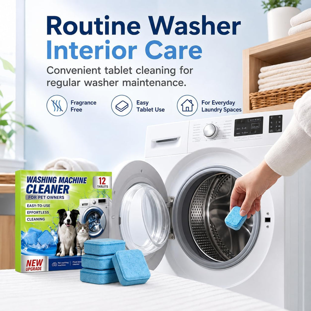 Washing Machine Cleaner Tablets, Fragrance Free Washer Care (12Pcs)
