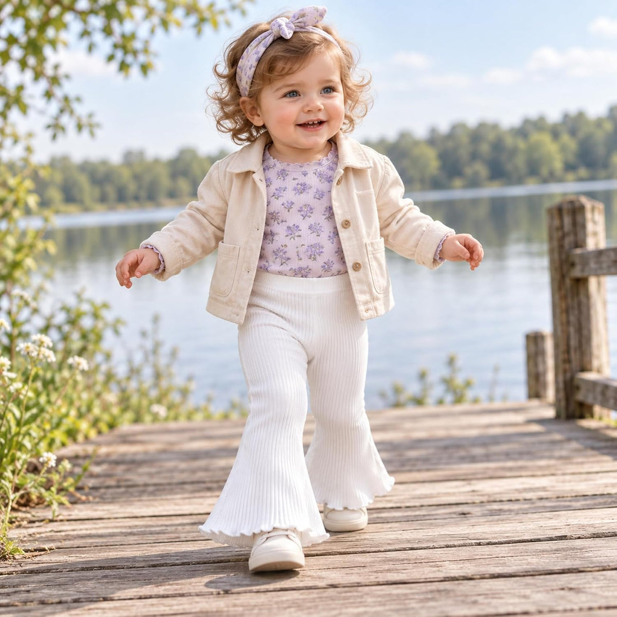 Baby Girl Flare Pants 3 Pack Ribbed Toddler Bell Bottoms 6M-3T