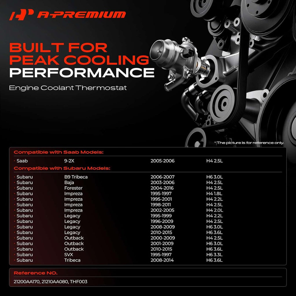 A-Premium Engine Coolant Thermostat with Seal Compatible with Subaru, Saab