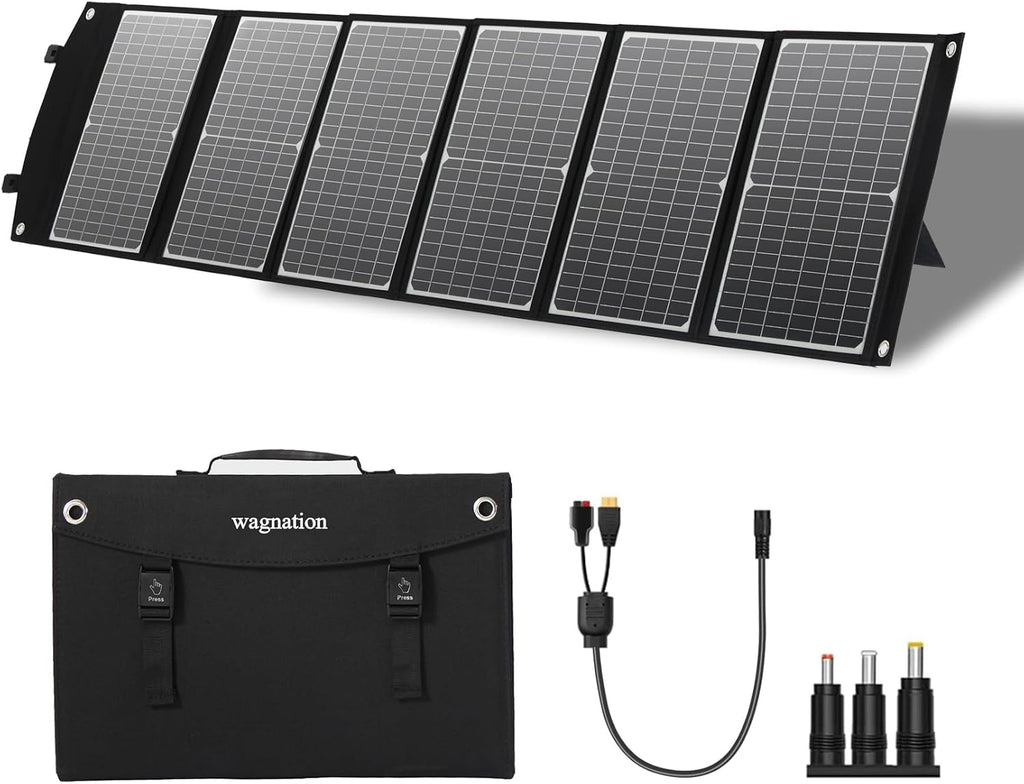 100 Watt Portable Solar Panel, Foldable Solar Panel Charger with Kickstands, QC3.0 USB-A USB-C & DC Output for