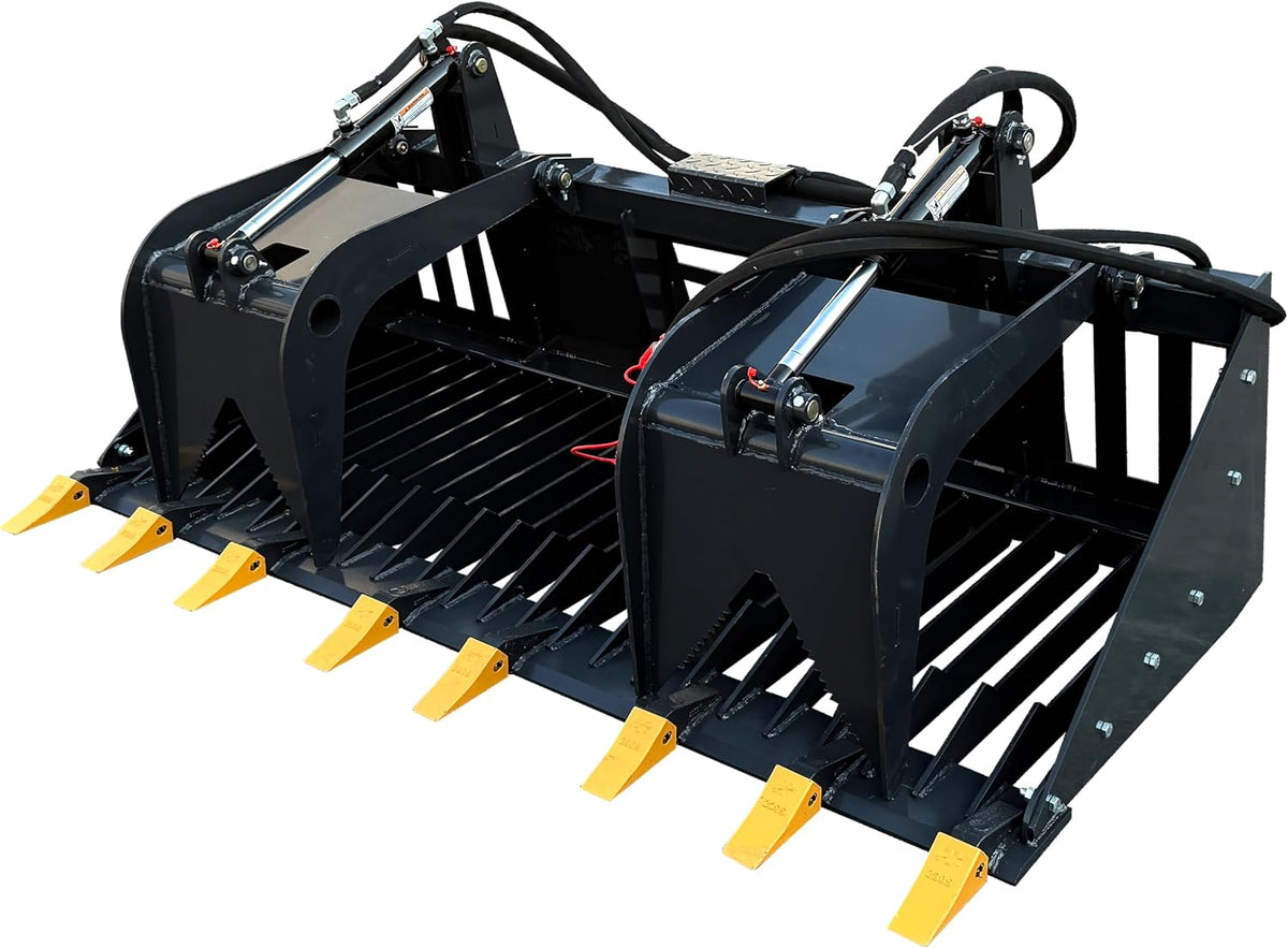 72" Rock Grapple Bucket Skid Steer Attachment, Rated at 4000 PSI Fits for Bobcat for CAT for Kubota for John Deere