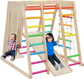 7 in 1 Pikler Indoor Playground Jungle Gym Playset, Wooden Montessori Climber with Slide, Rock Climb Wall, Monkey